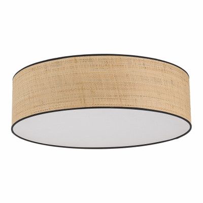 MICADONI Mira taklampa - naturlig raffia och vit plast/metall