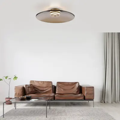 Moon LED-taklampa i brons, Ø50 cm, bärnstensfärgat glas (mörkt) – PURE PURE Moon - Vardagsrum - Modern - Med lampskärm