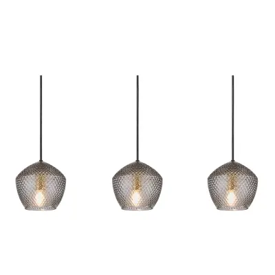 NORDLUX Orbiform 3-Spot taklampa - rökt glas och metall i mässing