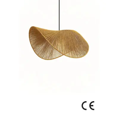 NORDVÄRK BK075 taklampa, justerbar höjd - gul raffia