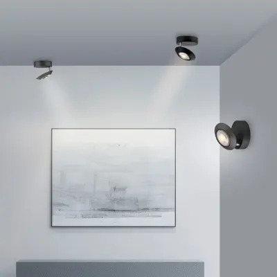 Oculis LED-taklampa, svart, Ø 15 cm, järn/glas – PURE - Vardagsrum - Modern - Metall - Med en ljuskälla