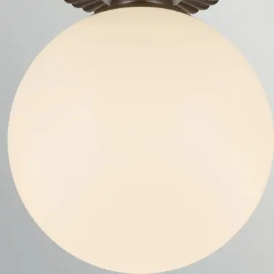 Otis taklampa, svart/opal, Ø 20 cm, glas IP44 – Elstead - Badrum - Vintage / retro - Med en ljuskälla