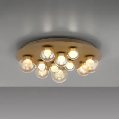 Popup LED-taklampa, brons/bärnsten, Ø60 cm, CCT, 11 lampor – PURE - Vardagsrum - Metall - Med lampskärm