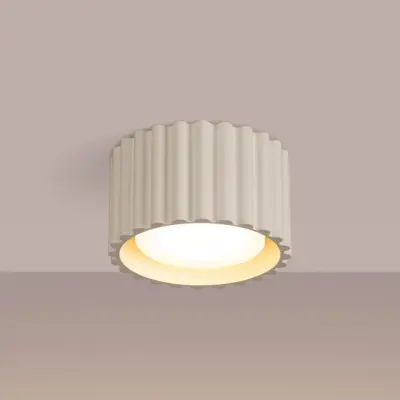 RIBLA taklampa, beige, Ø 10 cm, metall, GX53 SOLLUX LIGHTING - Vardagsrum - Aluminium - Med en ljuskälla