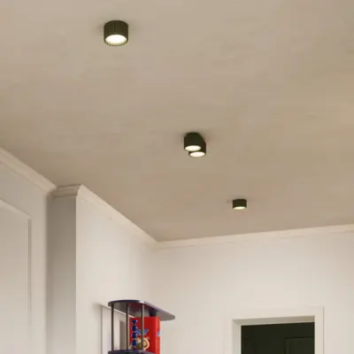 RIBLA taklampa, olivgrön, Ø 10 cm, metall GX53 SOLLUX LIGHTING - Vardagsrum - Aluminium - Med en ljuskälla