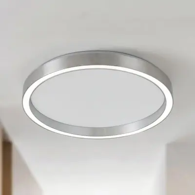 Rotundo LED-taklampa, borstad aluminium, dimbar, Ø 40 cm – Lucande - Vardagsrum - Modern - Plast - Med en ljuskälla