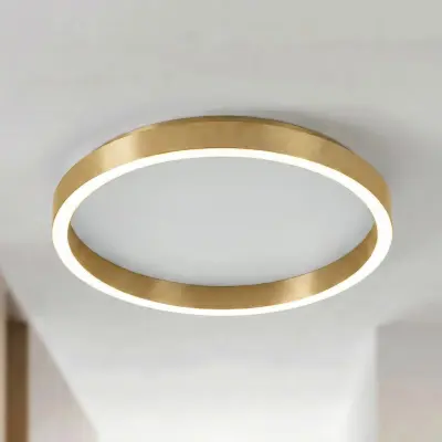 Rotundo LED-taklampa, borstad mässing, dimbar, Ø 40 cm – Lucande - Vardagsrum - Modern - Plast - Med en ljuskälla