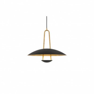 Satellit taklampa, mattsvart/råmässing 55cm