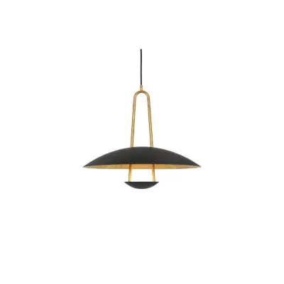 Satellit taklampa, mattsvart/råmässing 55cm