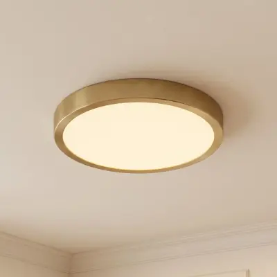Sorela LED-taklampa, guld, dimbar, Ø 24 cm, 3 000 K, metall – Lindby - Vardagsrum - Modern - Rund