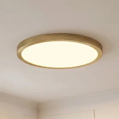 Sorela LED-taklampa, guld, dimbar, Ø 40 cm, 3 000 K, metall – Lindby - Vardagsrum - Modern - Rund