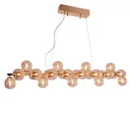 Splendor Bar taklampa, guld/amber 124cm