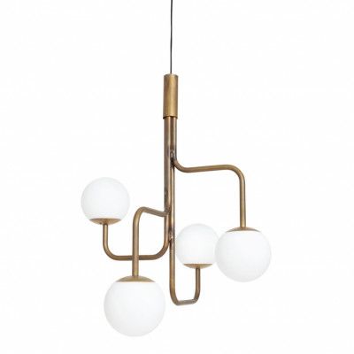 Strapatz taklampa, råmässing/opal 75cm