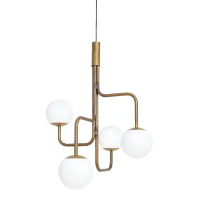 Strapatz taklampa, råmässing/opal 75cm