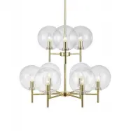 Taklampa CROWN Markslöjd 9L Borstad mässing/Klar