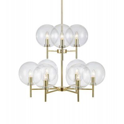 Taklampa CROWN Markslöjd 9L Borstad mässing/Klar