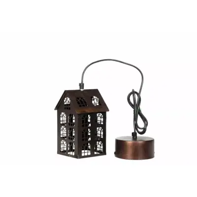 Taklampa Hus Antik Brun, small