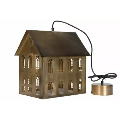 Taklampa Hus Antik Mässing, large