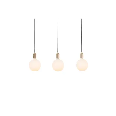 Tala - Linear Triple Taklampa w/3 Sphere IV Brass/White