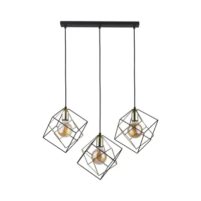 TK Alambre taklampa, w. 3 skärmar - guld och svart stål