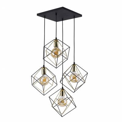 TK Alambre taklampa, w. 4 skärmar - guld och svart stål