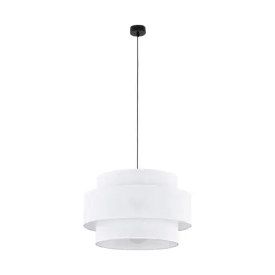 TK Calisto taklampa - vitt tyg och svart metall