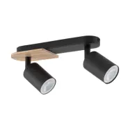 TK Cover taklampa, w. 2 skärmar - valnötsfärgat trä och svart stål