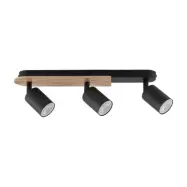 TK Cover taklampa, w. 3 skärmar - valnötsfärgat trä och svart stål