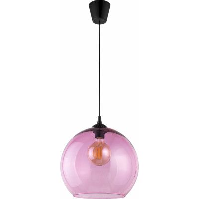 TK Cubus taklampa - rosa glas och svart metall