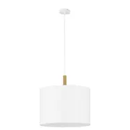 TK Deva taklampa - vitt tyg/furu och vitt st&aring;l