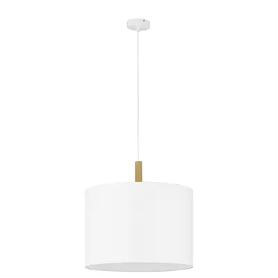 TK Deva taklampa - vitt tyg/furu och vitt stål