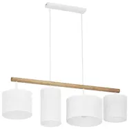 TK Deva taklampa, w. 4 sk&auml;rmar - vitt tyg/furu och vitt st&aring;l