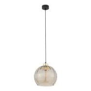 TK Devi taklampa - bärnstensfärgat glas och svart metall