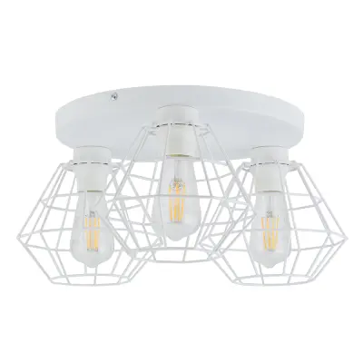 TK Diamant taklampa, w. 3 skärmar - vit stål