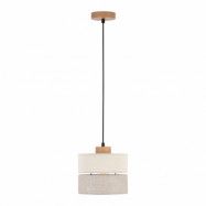 TK Eco taklampa 200, rund - naturtyg och naturlig furu