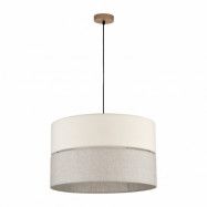 TK Eco taklampa 380, rund - naturtyg och naturlig furu