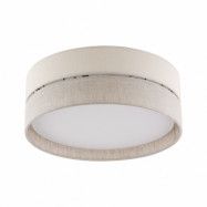 TK Eco taklampa 450, rund - naturtyg och vit metall