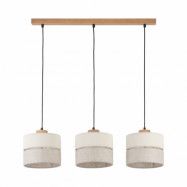 TK Eco taklampa, med 3 skärmar - naturtyg och naturlig furu