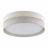 TK Eco taklampa, rund - naturtyg och vit metall