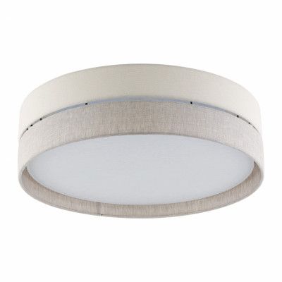 TK Eco taklampa, rund - naturtyg och vit metall