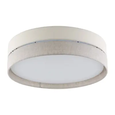 TK Eco taklampa, rund - naturtyg och vit metall