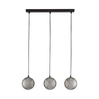 TK Elena taklampa, w. 3 skärmar - grafitglas och svart metall