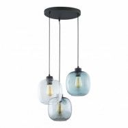 TK Elio taklampa, w. 3 skärmar - flerfärgat glas och svart metall