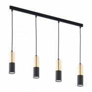 TK Elite taklampa, w. 4 skärmar - guld och svart metall