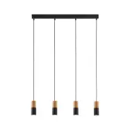 TK Elite taklampa, w. 4 sk&auml;rmar - naturligt tr&auml; och svart metall