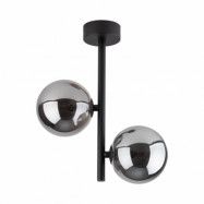 TK Ester taklampa, w. 2 skärmar - svart glas och metall
