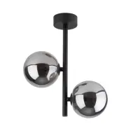 TK Ester taklampa, w. 2 skärmar - svart glas och metall