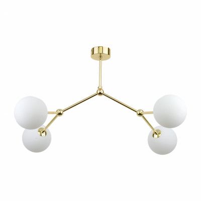 TK Fairy taklampa, w. 4 skärmar - vitt glas och guldmetall