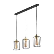 TK Galaxy taklampa, w. 3 skärmar - koppar och svart metall