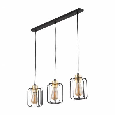 TK Galaxy taklampa, w. 3 skärmar - koppar och svart metall